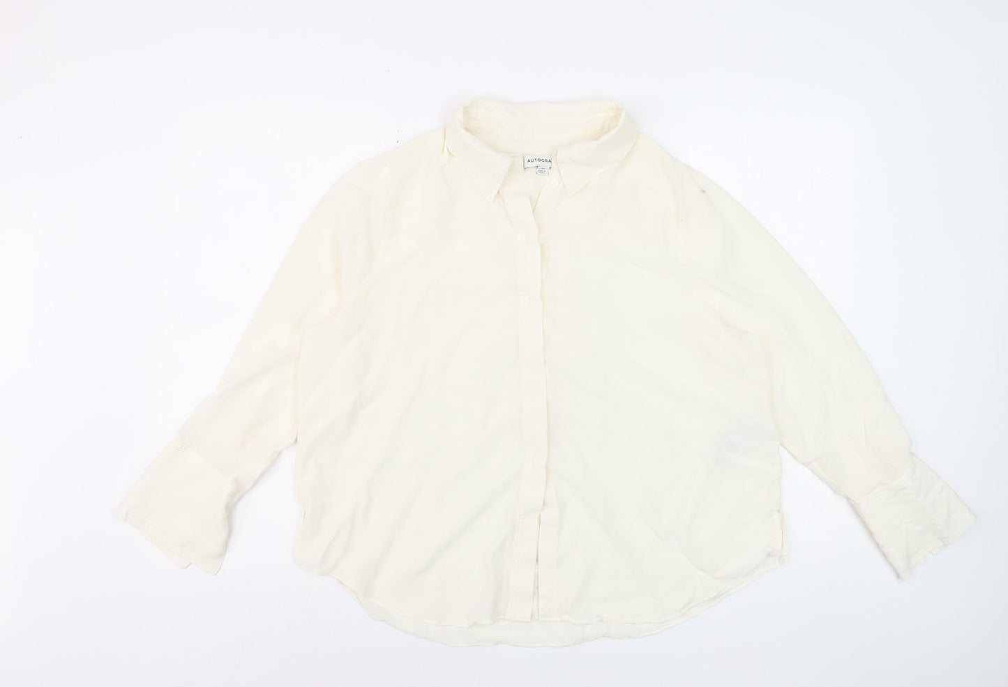 Marks and Spencer Women Ivory Silk Button-Up Shirt Size 18