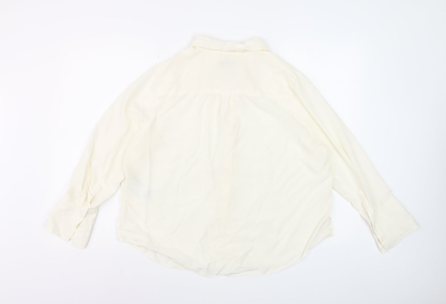 Marks and Spencer Women Ivory Silk Button-Up Shirt Size 18