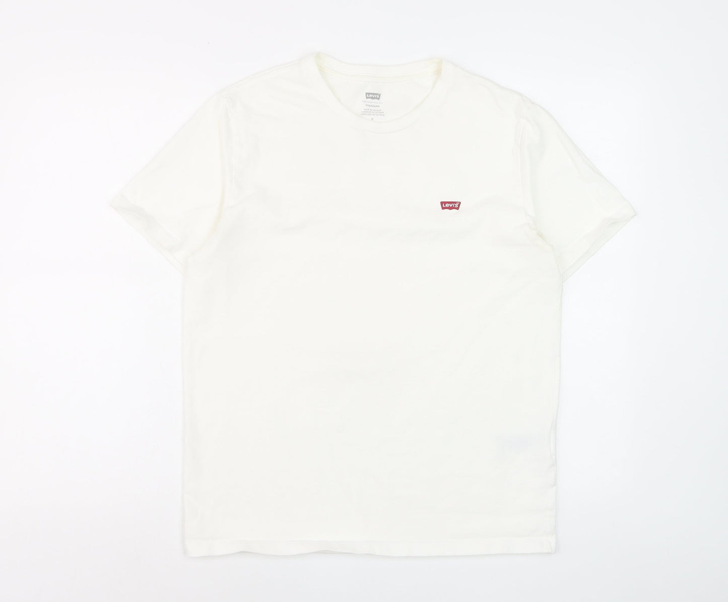 Levi's Men's White Crew Neck Short Sleeve Standard Fit T-Shirt Size M