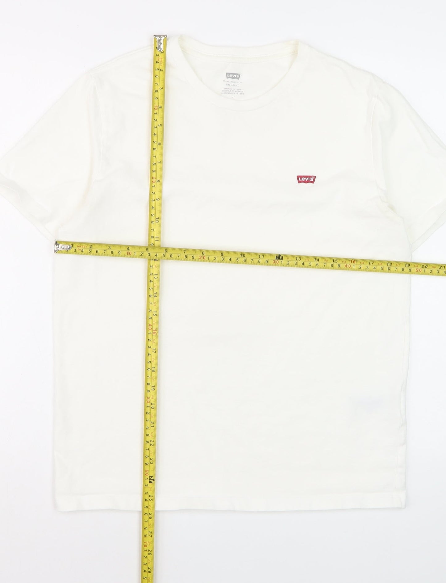 Levi's Men's White Crew Neck Short Sleeve Standard Fit T-Shirt Size M