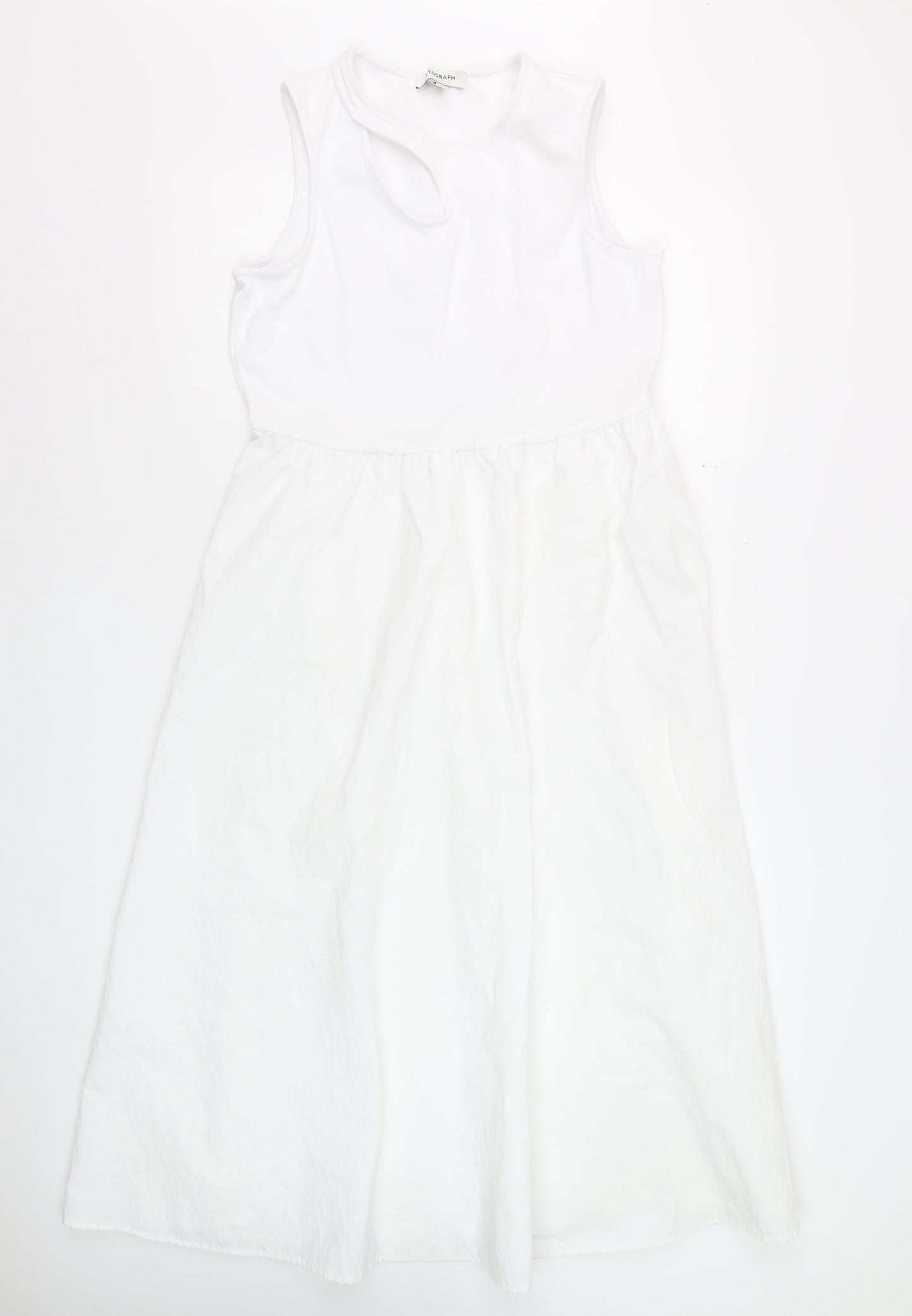 Marks and Spencer Women’s White Midi Fit & Flare Sleeveless Dress Size 14