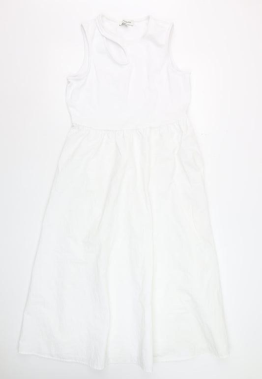Marks and Spencer Women’s White Midi Fit & Flare Sleeveless Dress Size 14