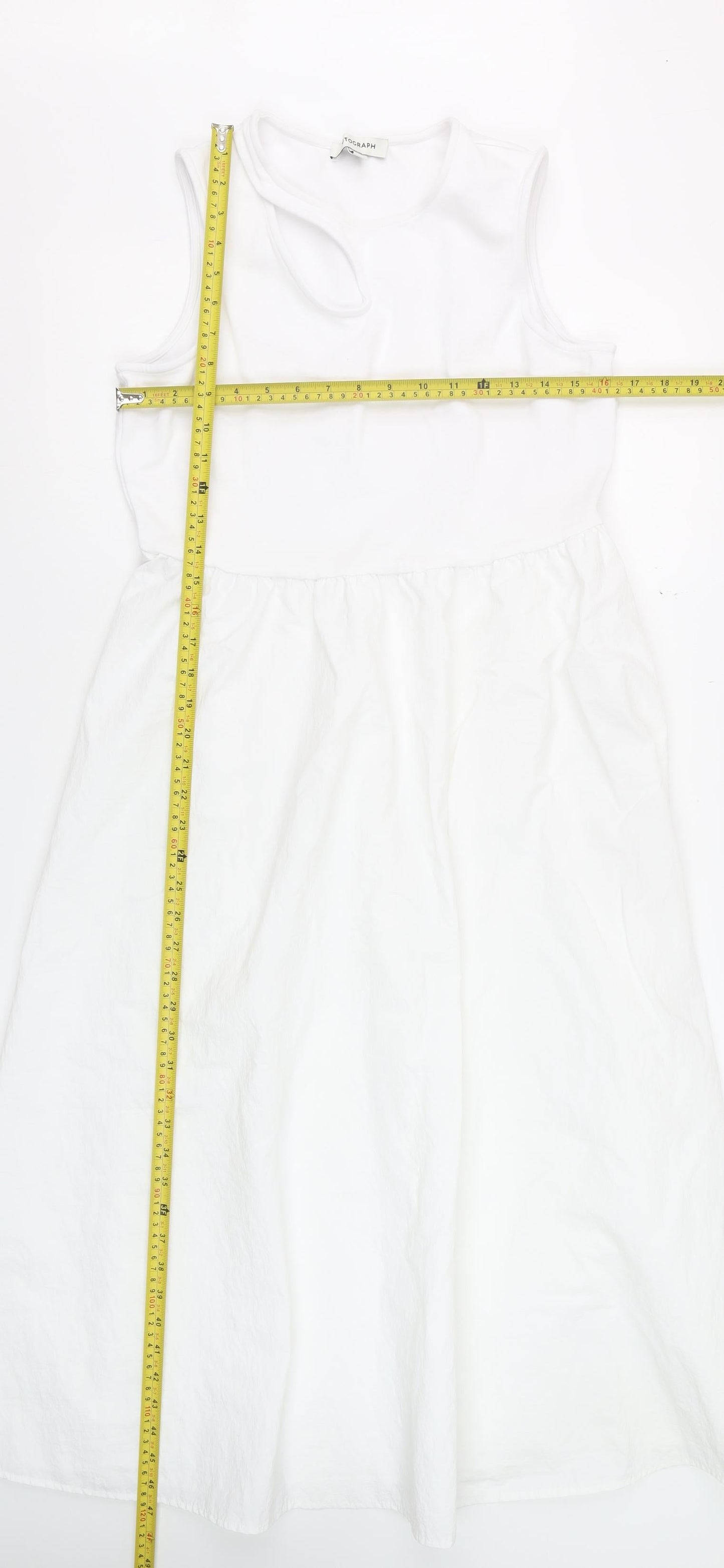 Marks and Spencer Women’s White Midi Fit & Flare Sleeveless Dress Size 14