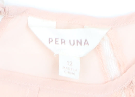 Marks and Spencer Per Una Women's Pink Polyester Lace Blouse Size 12