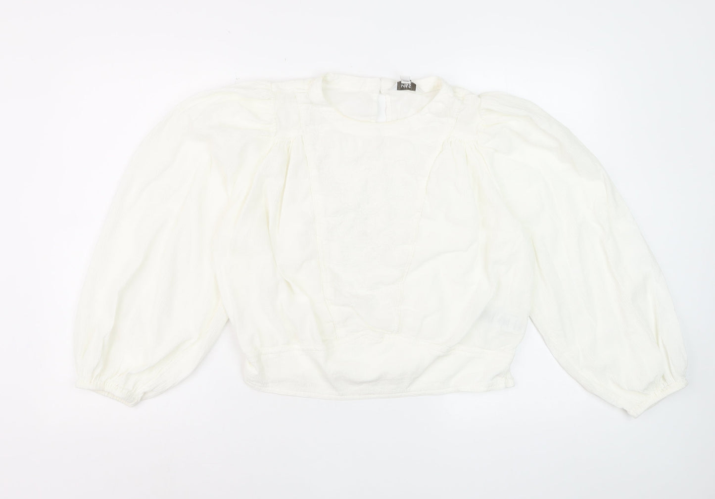 Marks and Spencer Womens Ivory Embroidered Long Sleeve Blouse Size 12