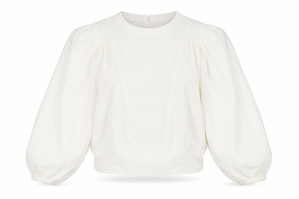 Marks & Spencer Womens Ivory Embroidered Long Sleeve Blouse Size 12
