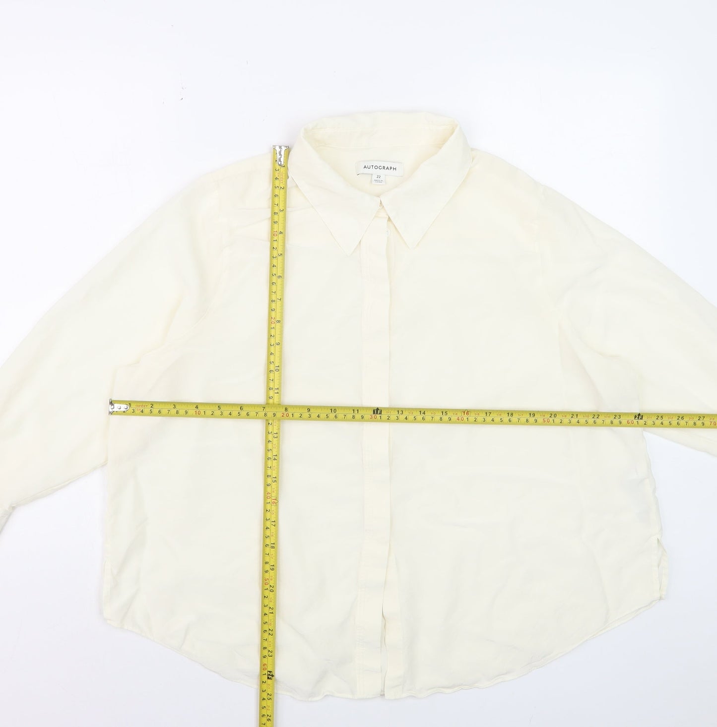 Marks and Spencer Women’s Ivory Silk Long Sleeve Blouse Size 22