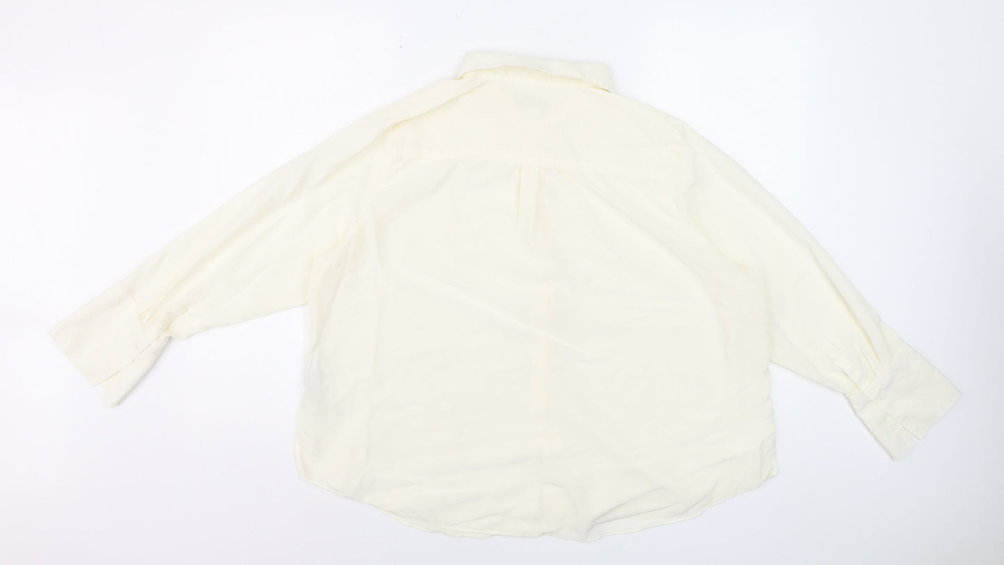 Marks and Spencer Women’s Ivory Silk Long Sleeve Blouse Size 22