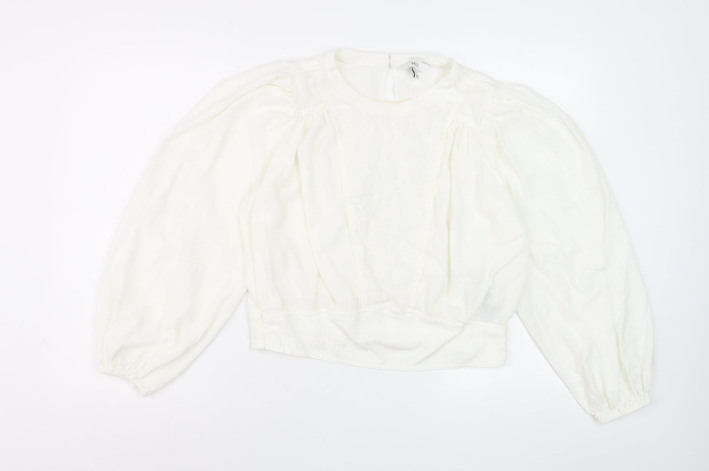Marks and Spencer Women's Ivory Embroidered Long Sleeve Blouse Size 10