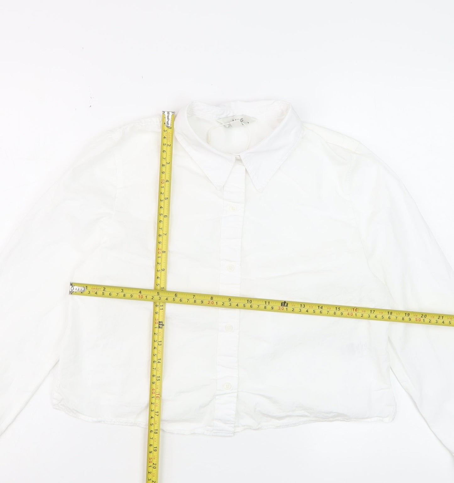 Marks and Spencer Women's White Size 10 Cotton Button-Up Shirt