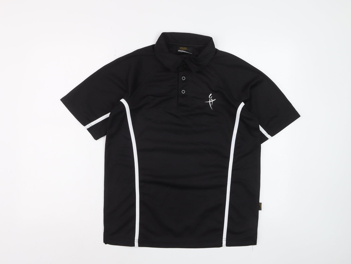 Falcon Men's Black Short Sleeve Sports Polo Shirt Size S