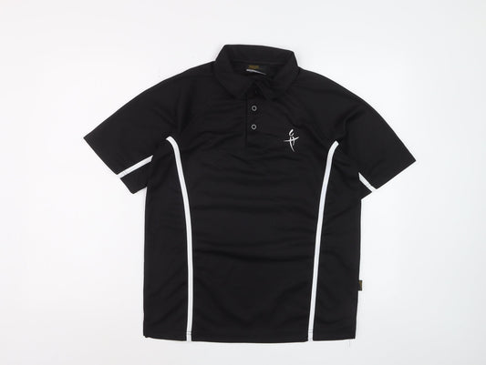 Falcon Men's Black Short Sleeve Sports Polo Shirt Size S