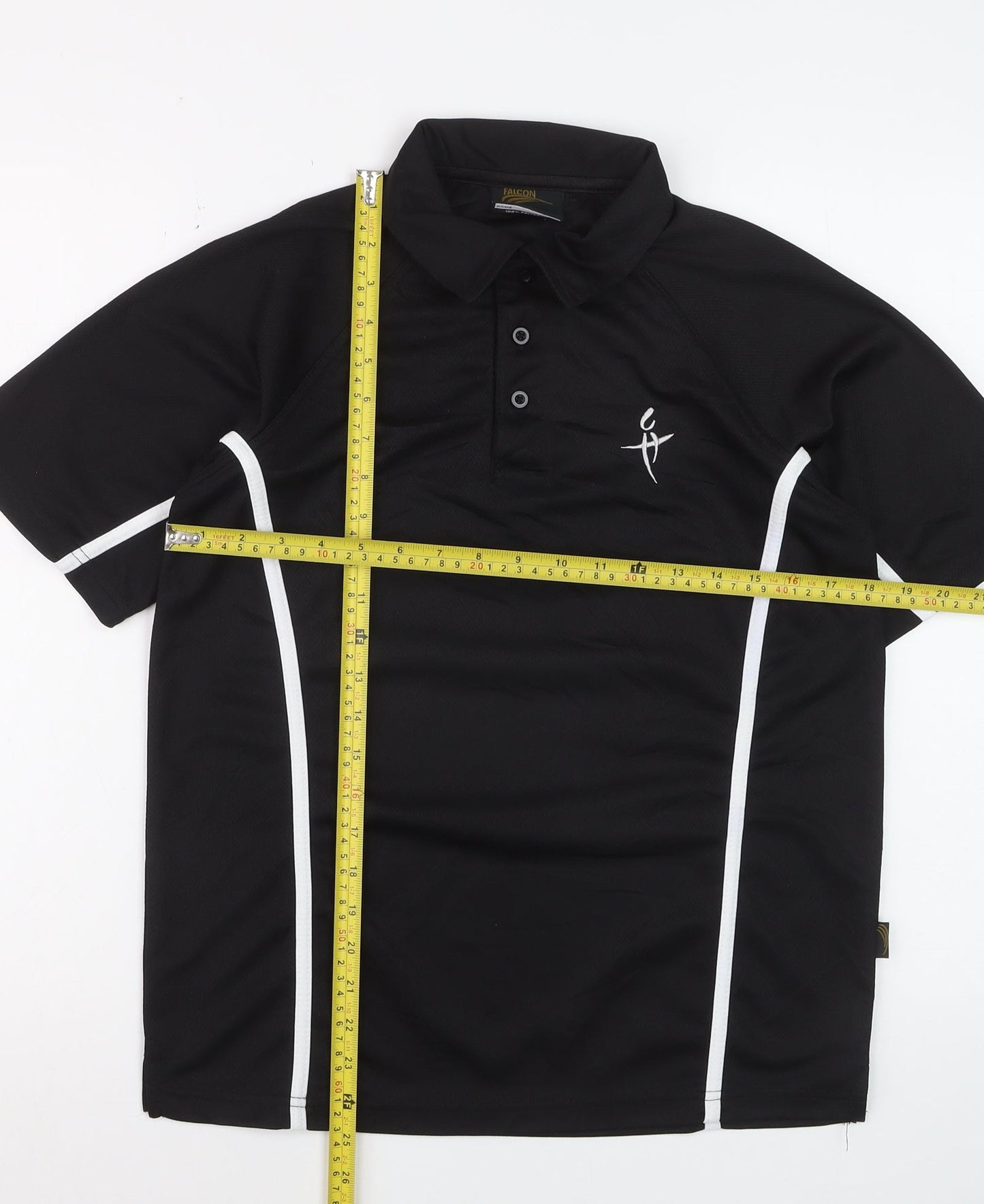 Falcon Men's Black Short Sleeve Sports Polo Shirt Size S