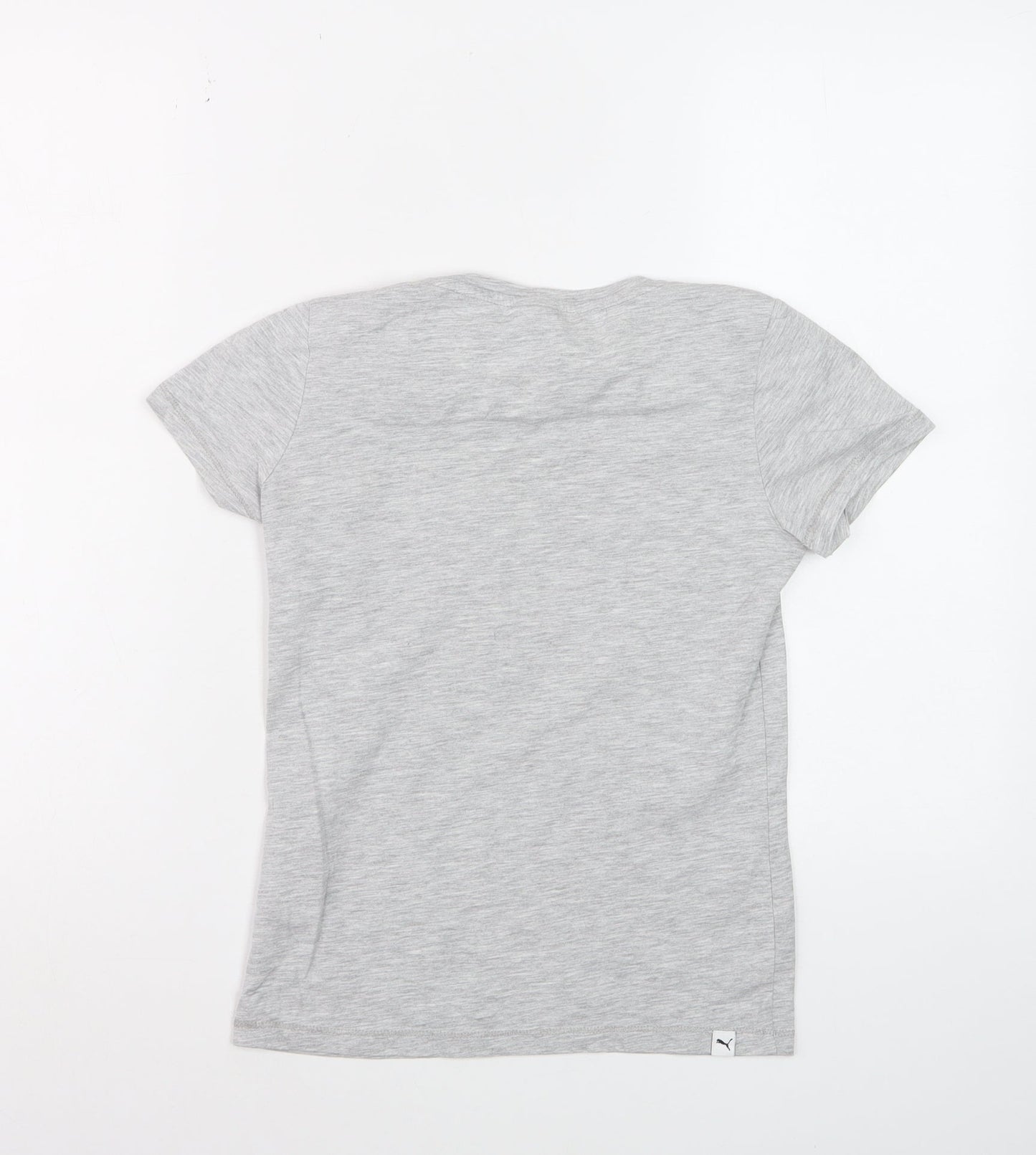 Puma Girls Grey Graphic Logo T-Shirt Size 11-12 Years Cotton Blend