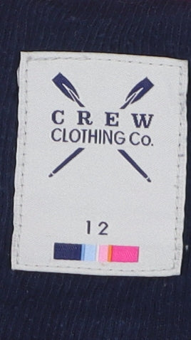 Crew Clothing Co. Women Blue Striped V-Neck Long Sleeve T-Shirt Size 12