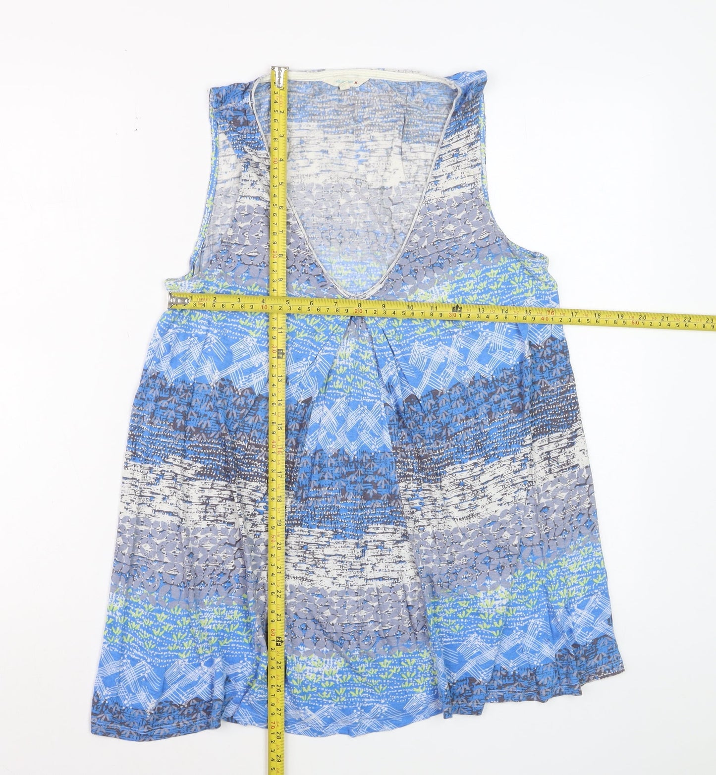White Stuff Women Blue Viscose Tunic Tank Top Size 12