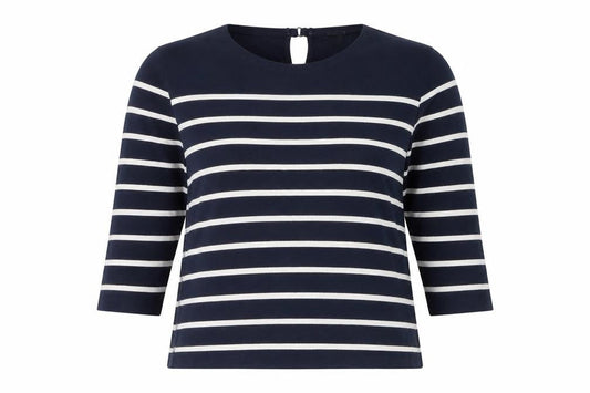 Massimo Dutti Women Blue Striped Cotton Long Sleeve Top Size 12