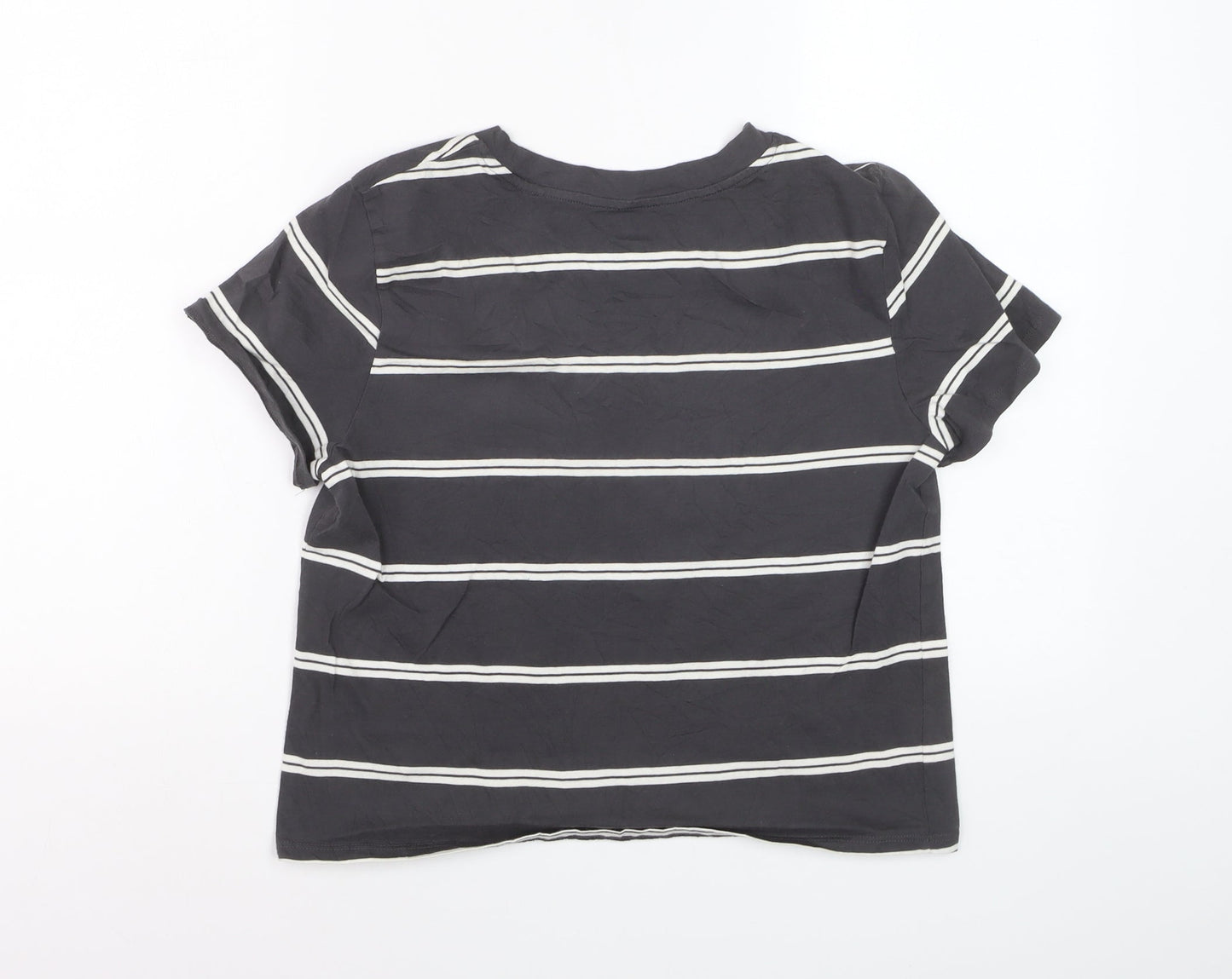 Levi's Women's Black Striped Cropped T-Shirt Size S