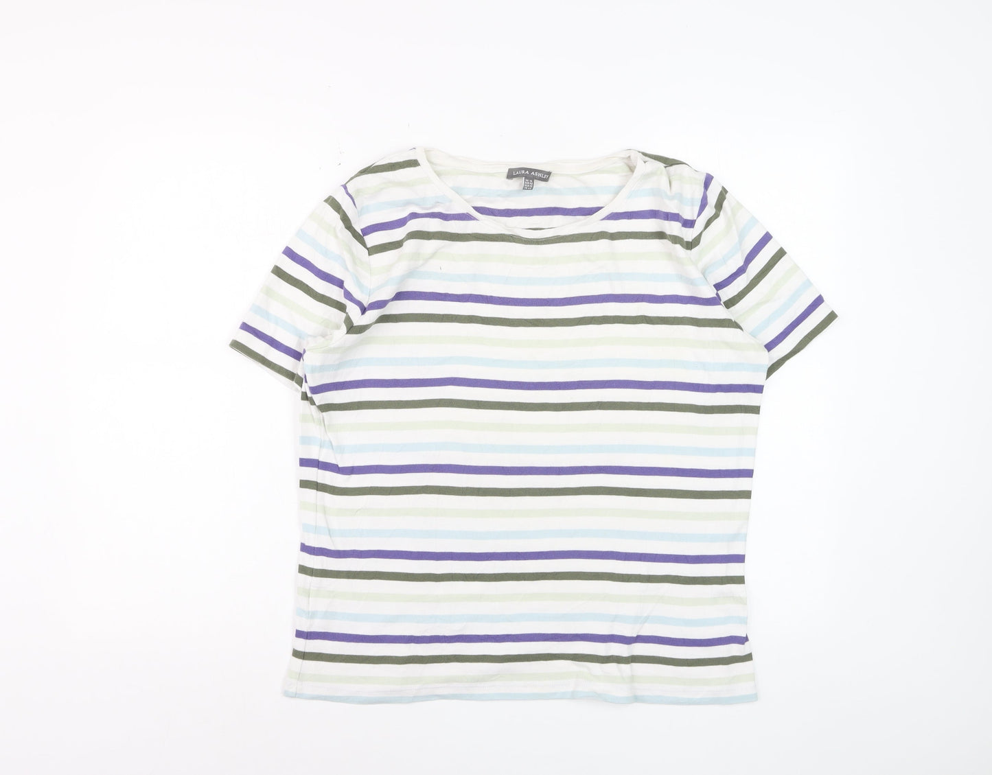 Laura Ashley Womens Multicoloured Striped Cotton T-Shirt UK 16