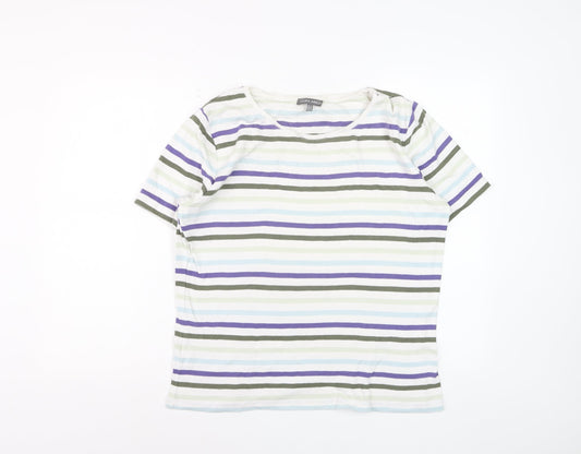 Laura Ashley Womens Multicoloured Striped Cotton T-Shirt UK 16