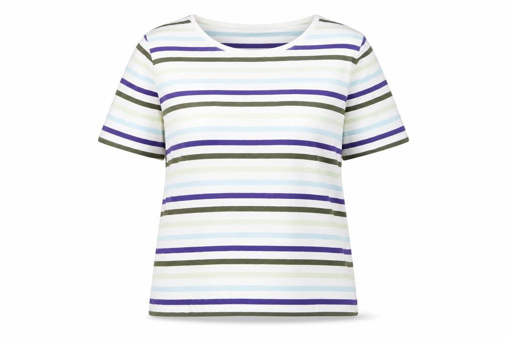 Laura Ashley Womens Multicoloured Striped Cotton T-Shirt UK 16