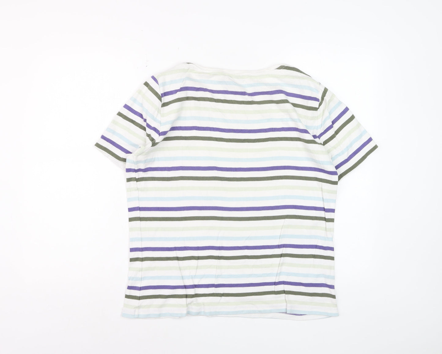 Laura Ashley Womens Multicoloured Striped Cotton T-Shirt UK 16
