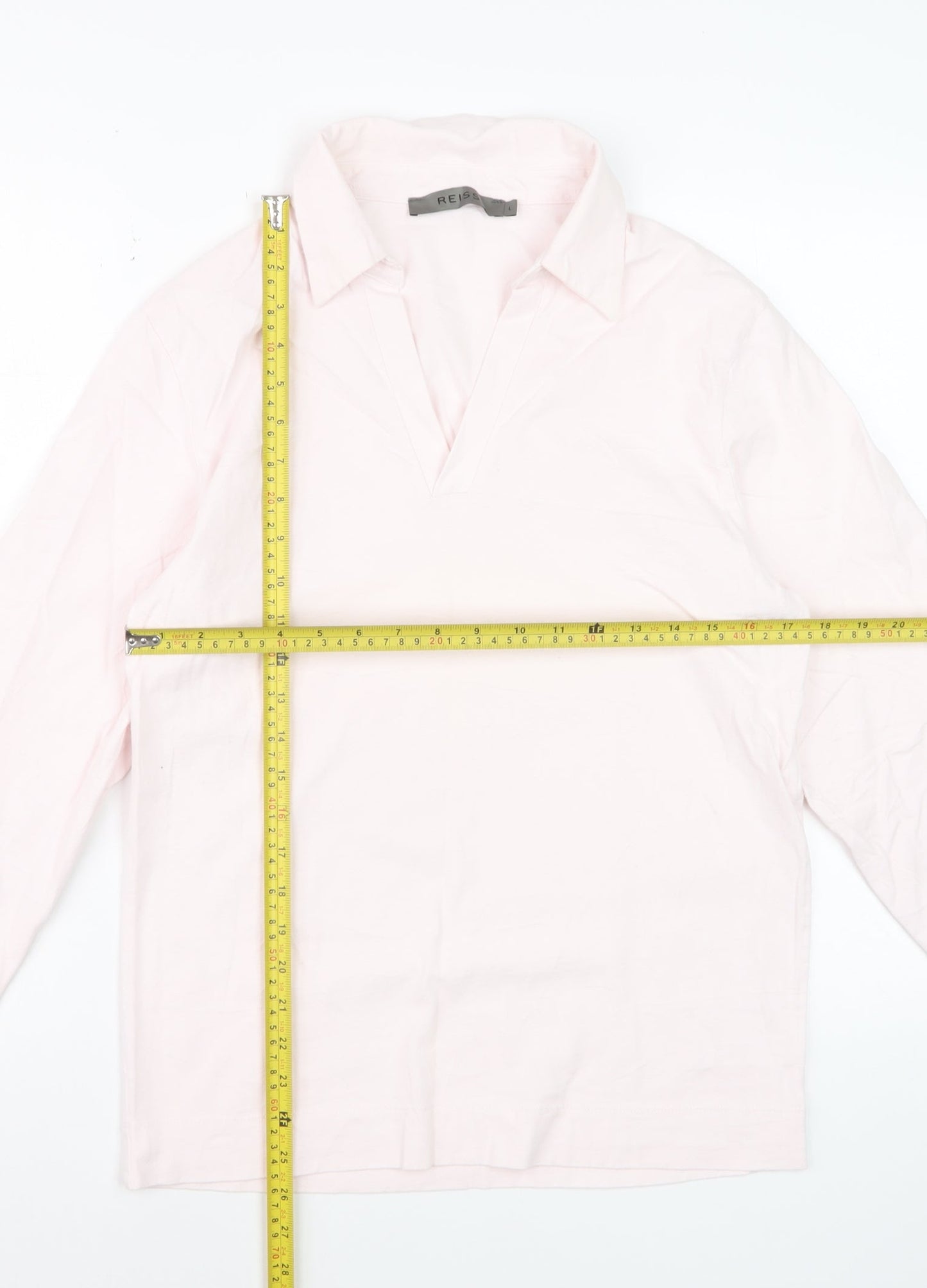 Reiss Womens Pink Collared Long Sleeve Cotton Blouse Size L
