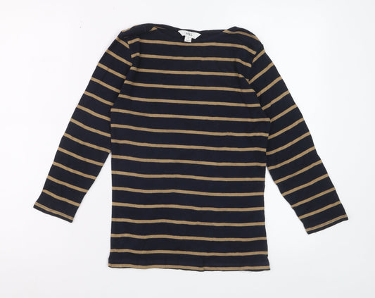 Marks and Spencer Women’s Navy Stripe Cotton Long Sleeve T-Shirt Size 8