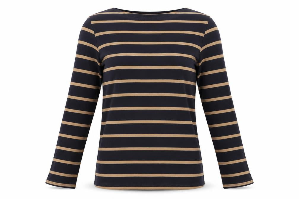Marks & Spencer Women’s Navy Stripe Cotton Long Sleeve T-Shirt Size 8