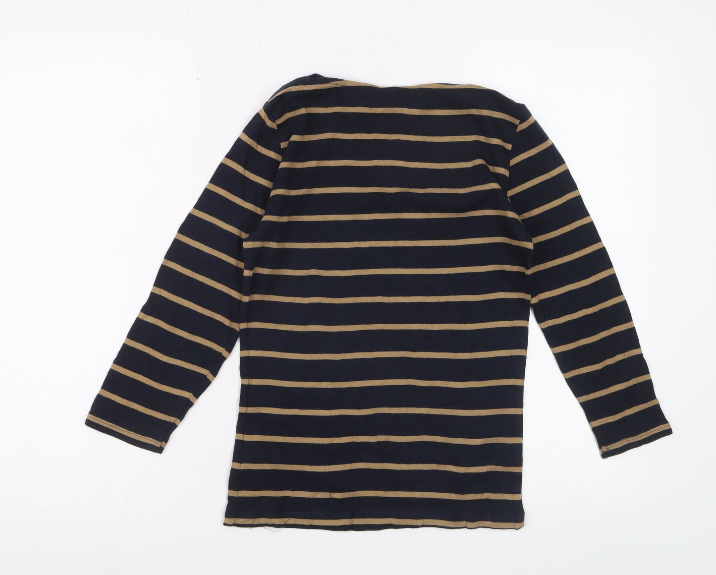 Marks and Spencer Women’s Navy Stripe Cotton Long Sleeve T-Shirt Size 8