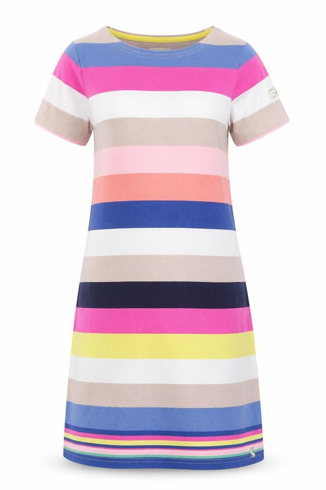 Joules Women’s Multicoloured Stripe Cotton T-Shirt Dress Size 8