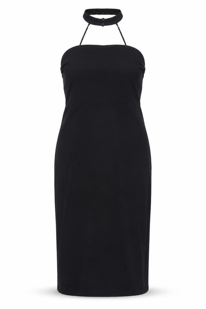ASOS Women Black Size 14 Bodycon Halter Midi Dress