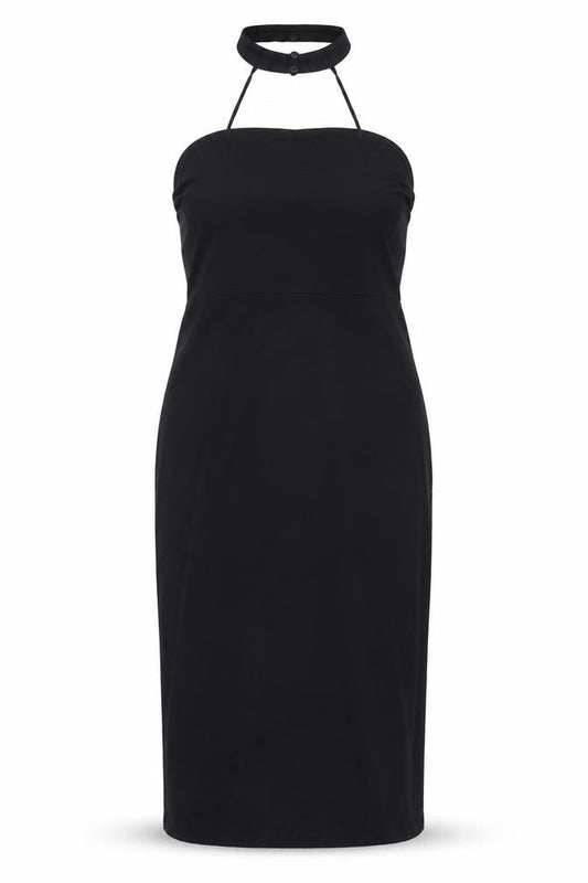 ASOS Women Black Size 14 Bodycon Halter Midi Dress