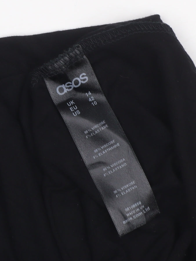 ASOS Women Black Size 14 Bodycon Halter Midi Dress