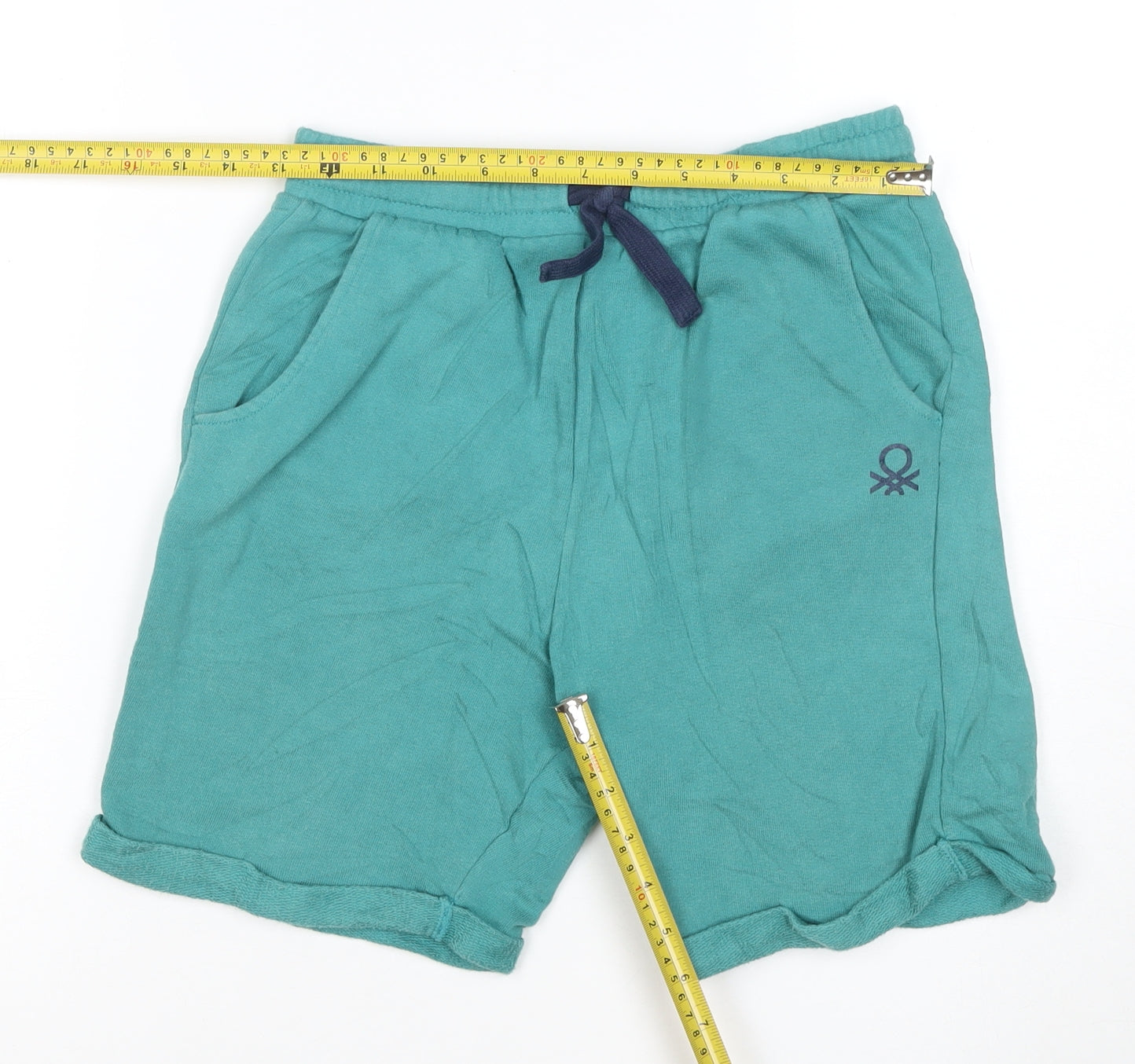 United Colors of Benetton Boys Green XL Sweat Shorts with Drawstring