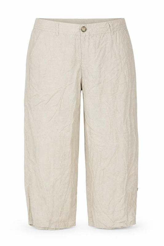 Phase Eight Women Beige Linen Cropped Trousers Size 10 with Pockets