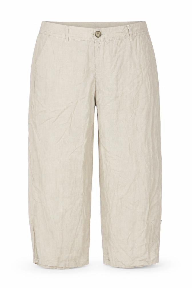 Phase Eight Women Beige Linen Cropped Trousers Size 10 with Pockets