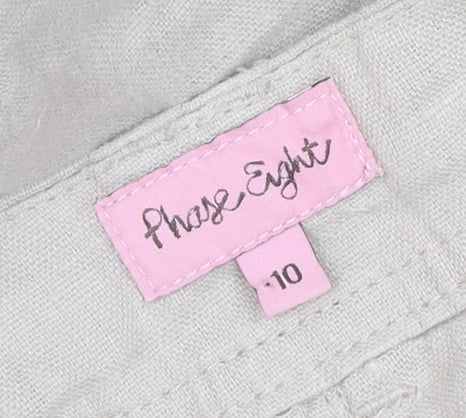 Phase Eight Women Beige Linen Cropped Trousers Size 10 with Pockets