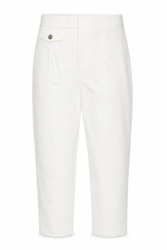 Zara Women White M Cropped Trousers Cotton Blend Classic Style