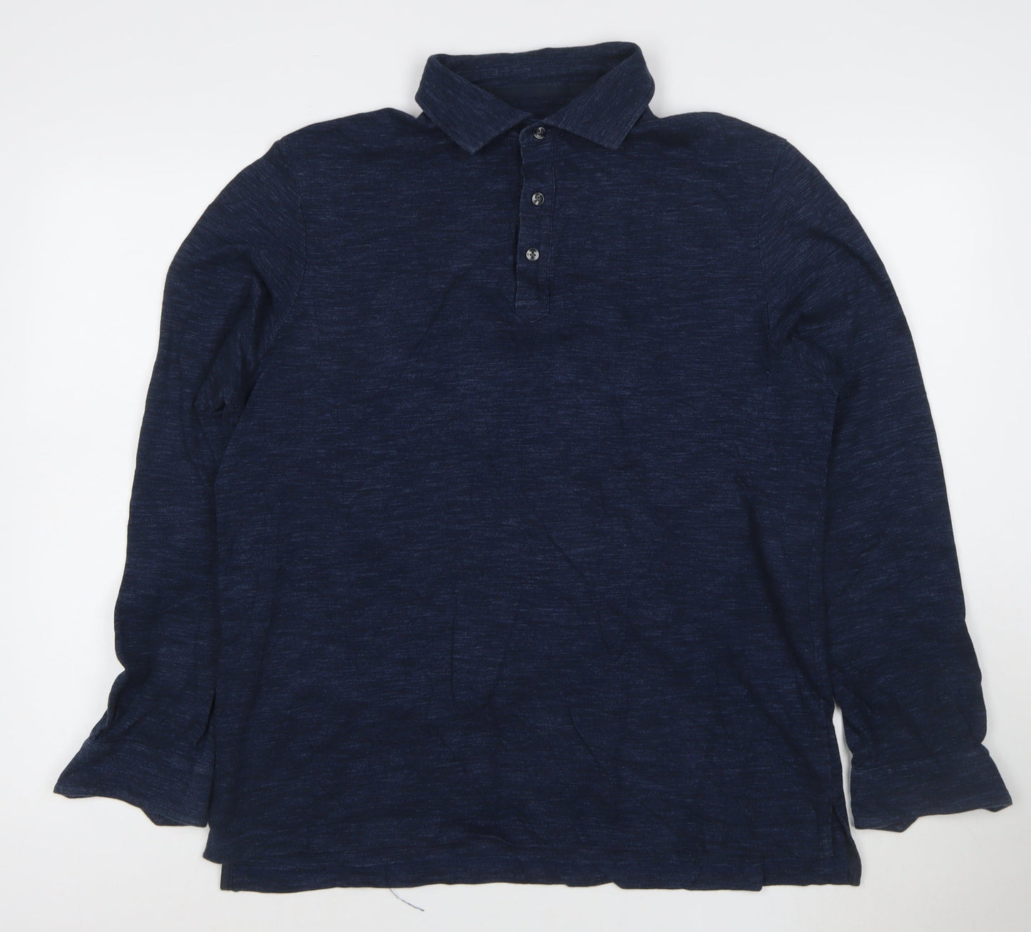 Charles Tyrwhitt Men's Blue Henley Long Sleeve Cotton Sweatshirt L