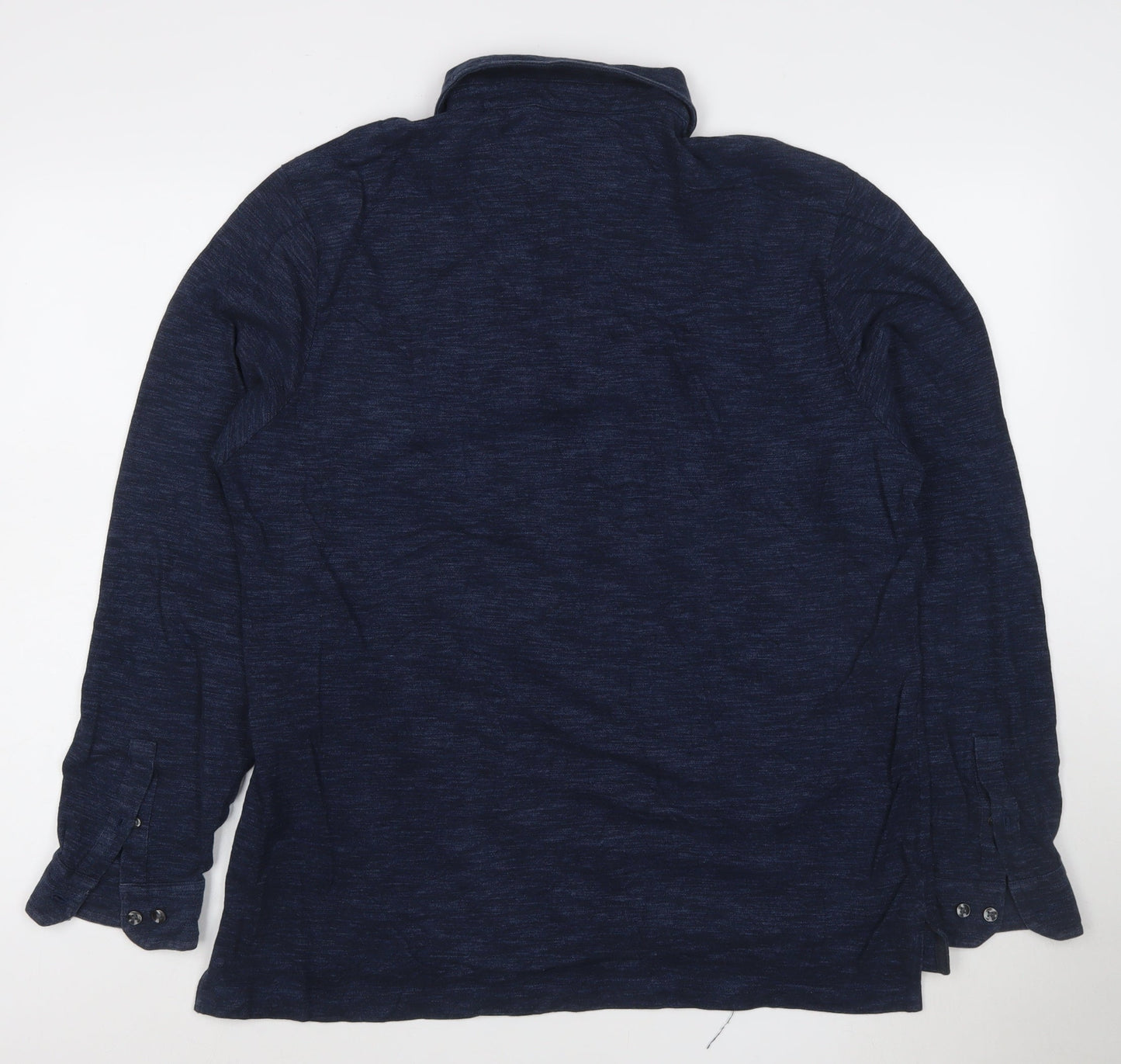 Charles Tyrwhitt Men's Blue Henley Long Sleeve Cotton Sweatshirt L