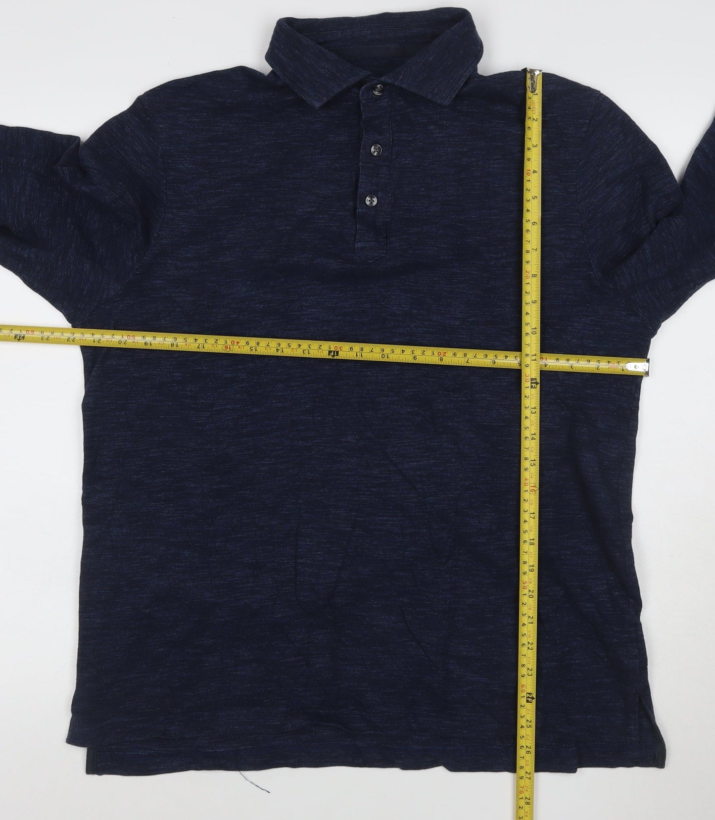 Charles Tyrwhitt Men's Blue Henley Long Sleeve Cotton Sweatshirt L