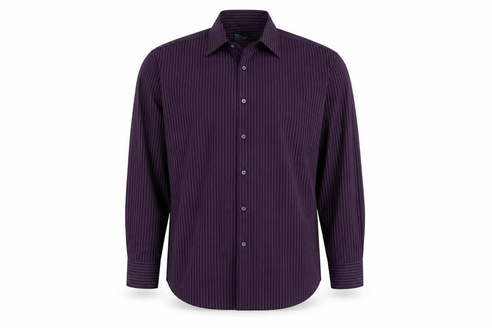 Marks & Spencer Men's Purple Striped 17in Regular Fit Cotton Shirt