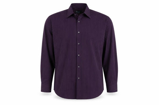 Marks & Spencer Men's Purple Striped 17in Regular Fit Cotton Shirt