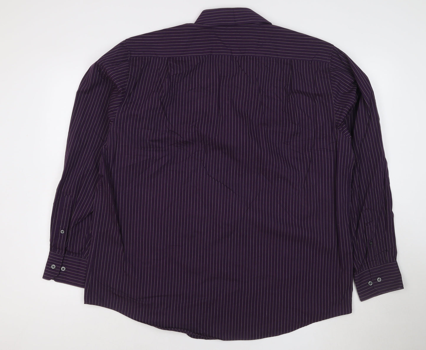 Marks and Spencer Men's Purple Striped 17in Regular Fit Cotton Shirt