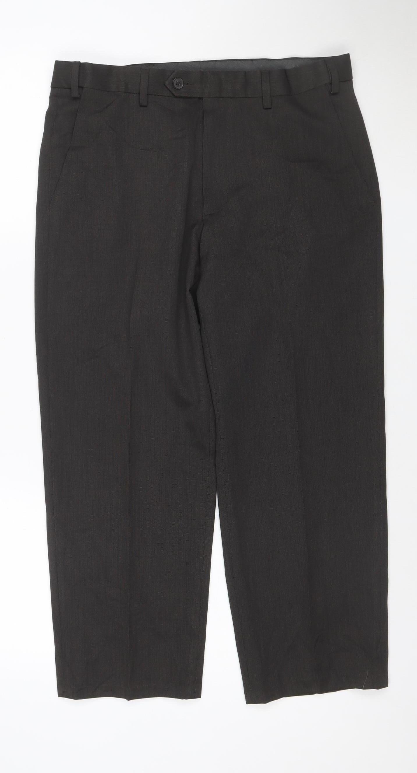 Marks and Spencer Men's Brown Regular Fit Dress Trousers 32W 29L