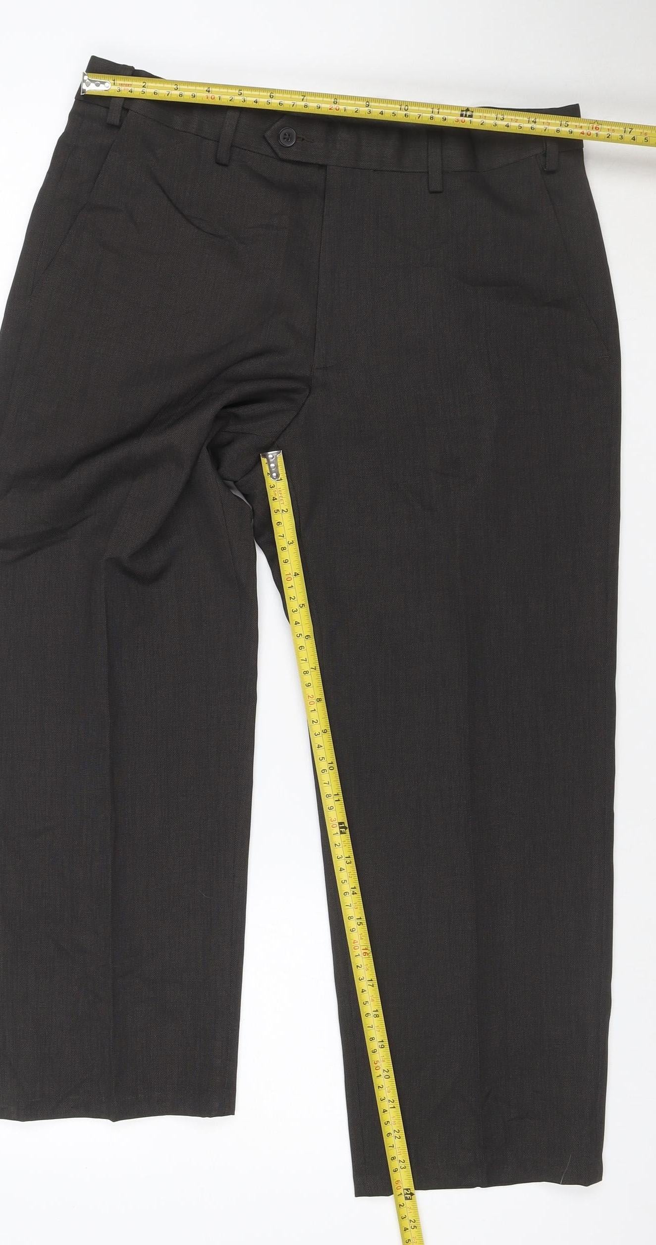 Marks and Spencer Men's Brown Regular Fit Dress Trousers 32W 29L