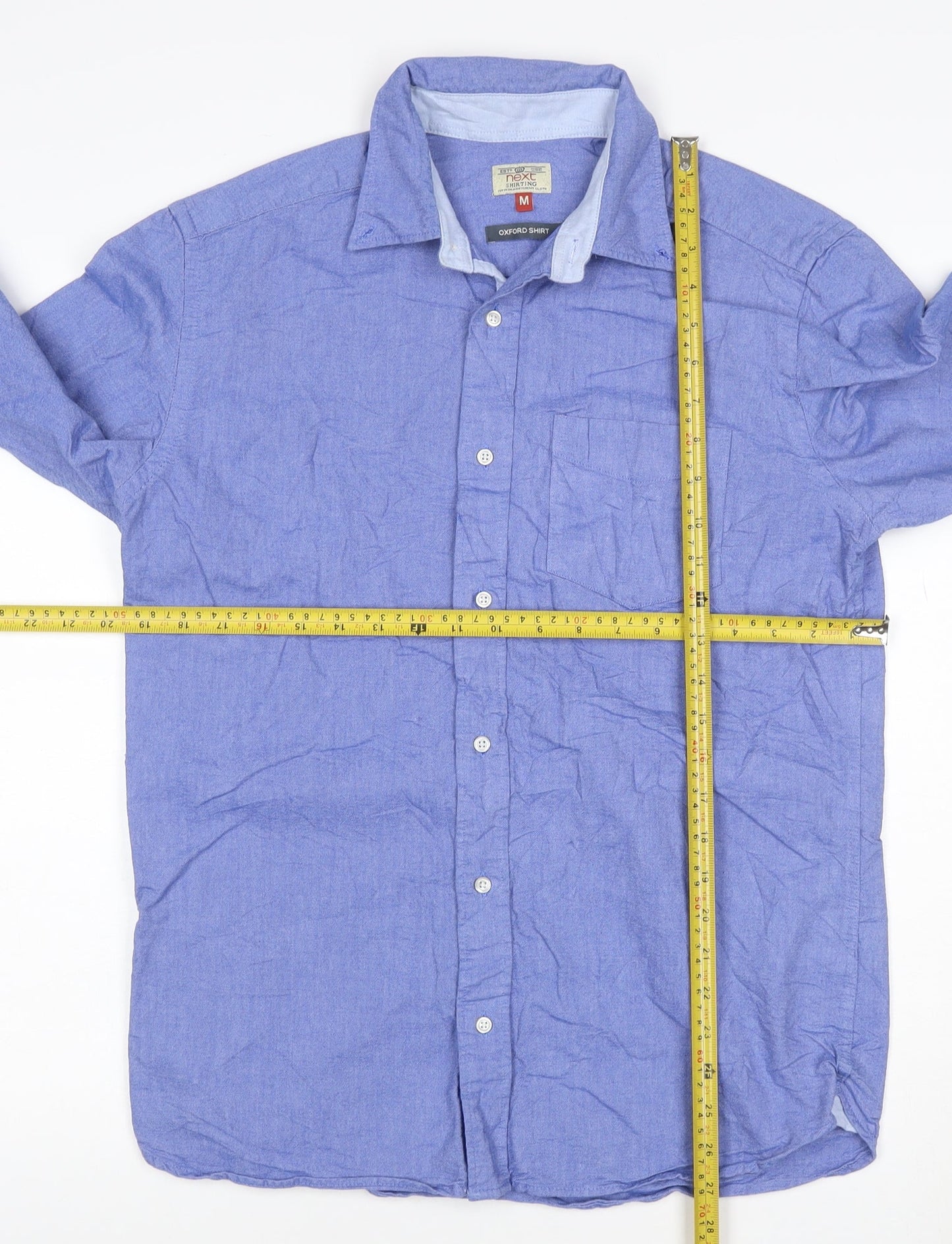 Next Men's Blue Oxford Button-Up Long Sleeve Cotton Shirt Size M