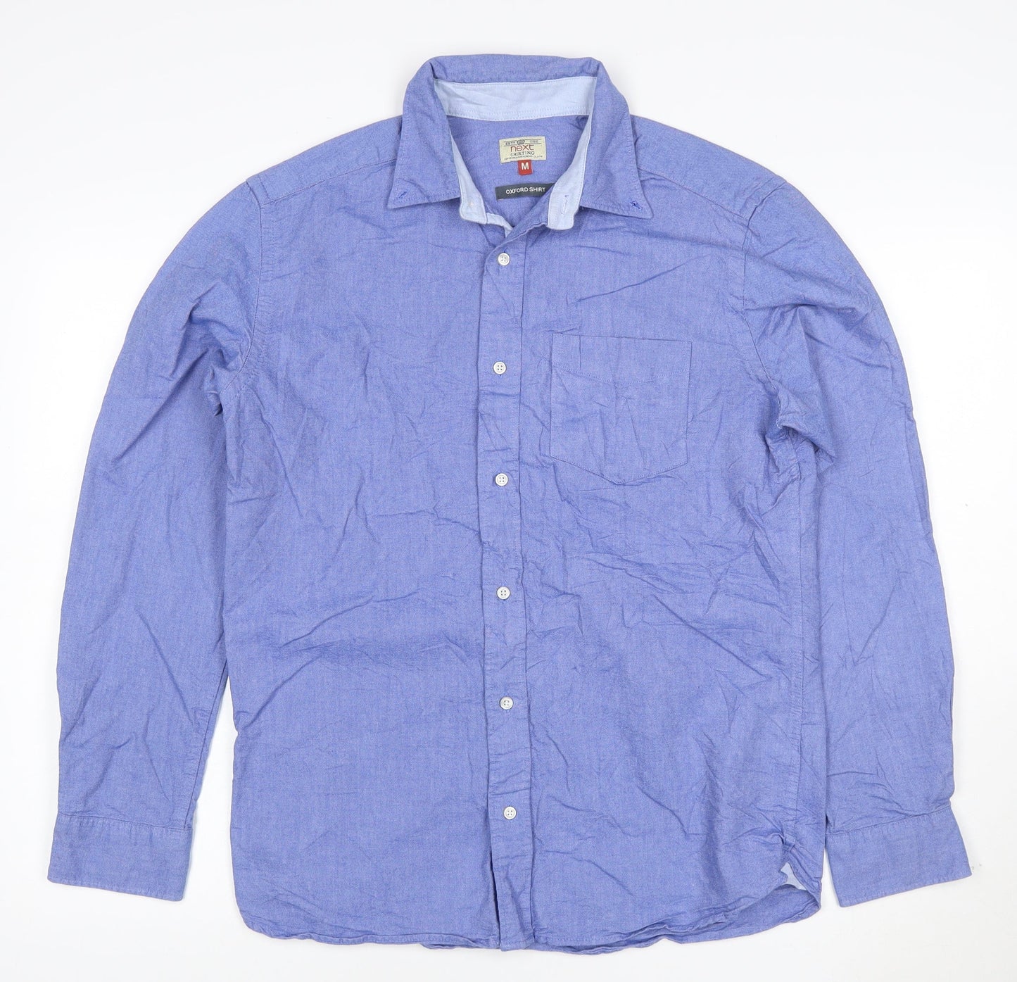 Next Men's Blue Oxford Button-Up Long Sleeve Cotton Shirt Size M