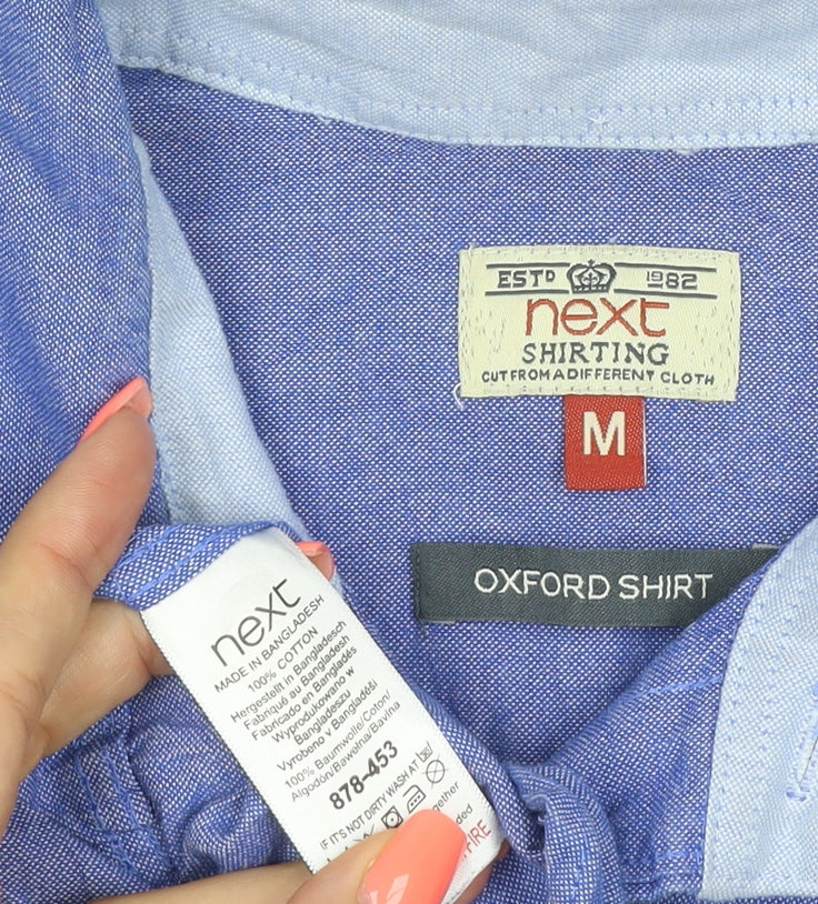 Next Men's Blue Oxford Button-Up Long Sleeve Cotton Shirt Size M